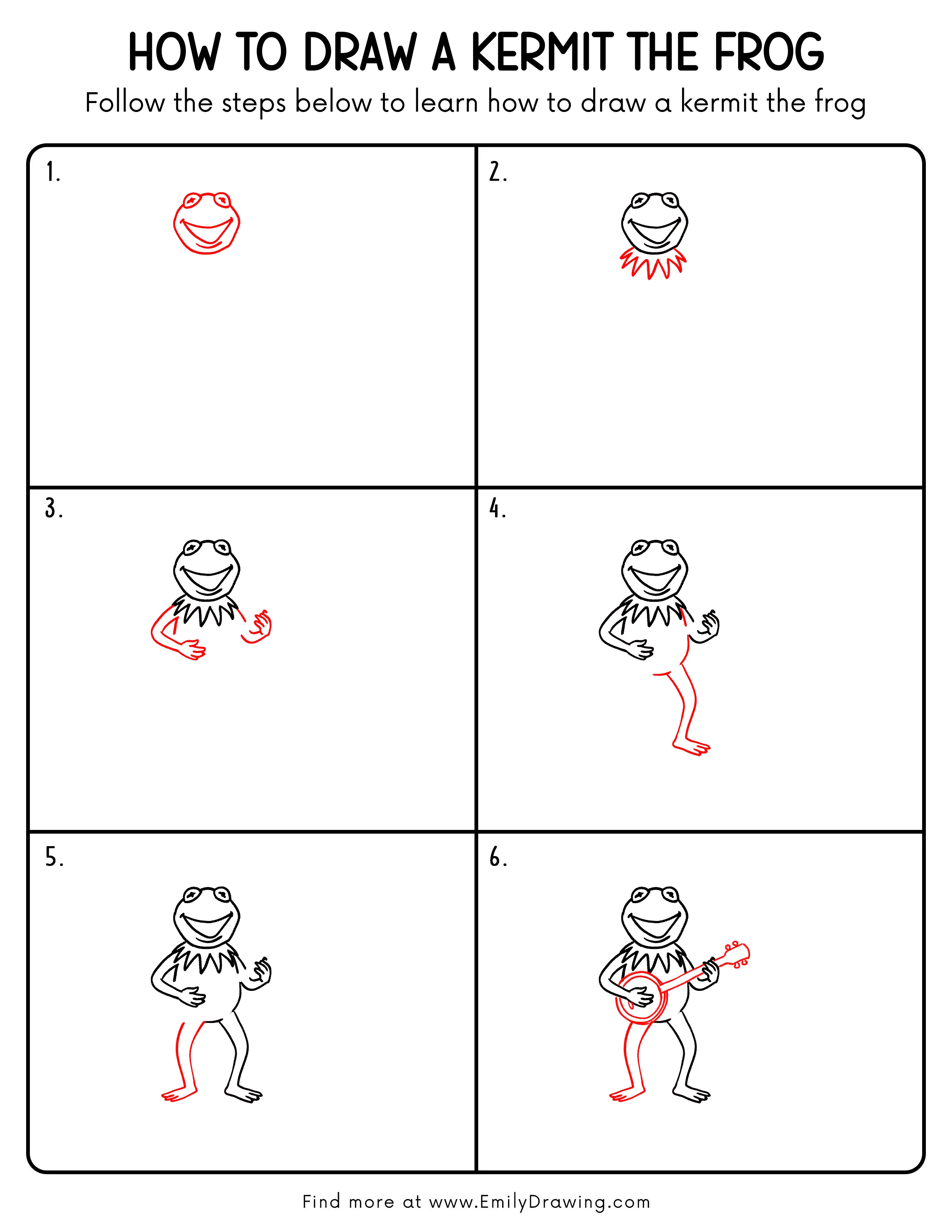 Printable Kermit The Frog Drawing Guide